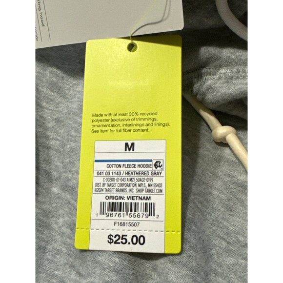 Medium - Mens Cotton Fleece Hooded Sweatshirt - All In Motion - Gray - Picture 3 of 6